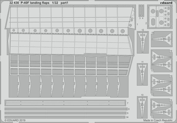 Detailset Curtiss P40F Warhawk landing flaps (Trumpeter)  E32-430