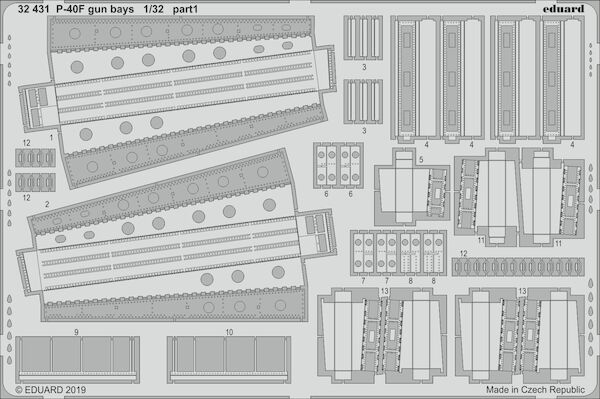 Detailset Curtiss P40F Warhawk Gun Bays (Trumpeter) E32-431