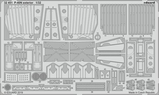 Detailset Curtiss P40N Warhawk Exterior (Trumpeter) E32-451