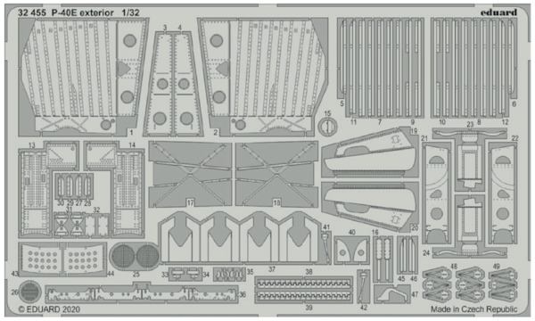 Detailset Curtiss P40E Warhawk Exterior (Trumpeter) E32-455