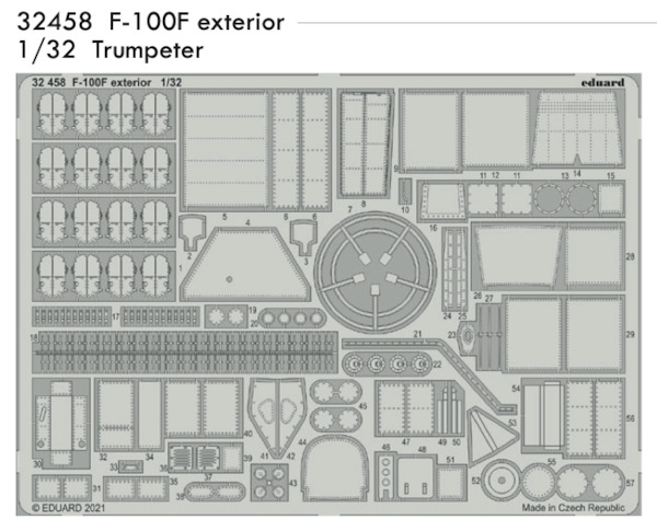 Detailset North American F100F Super Sabre Exterior (Trumpeter) E32-458