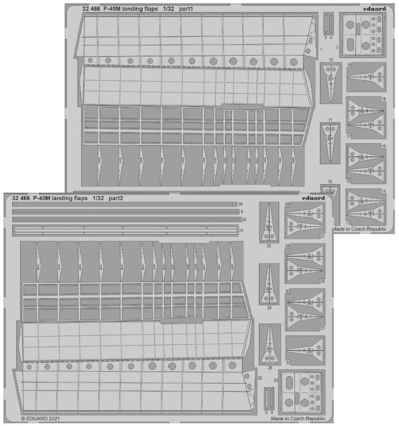 Detail set Curtiss P40M Warhawk Landing flaps (Trumpeter)  E32-466