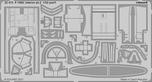 Detailset North American F100F Super Sabre Interior Part 2 (Trumpeter)  E32-473