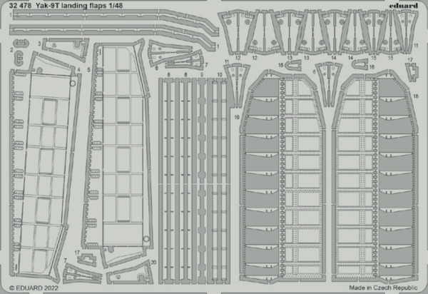 Detailset Yakovlev Yak9T Landing Flaps (ICM)  E32-478