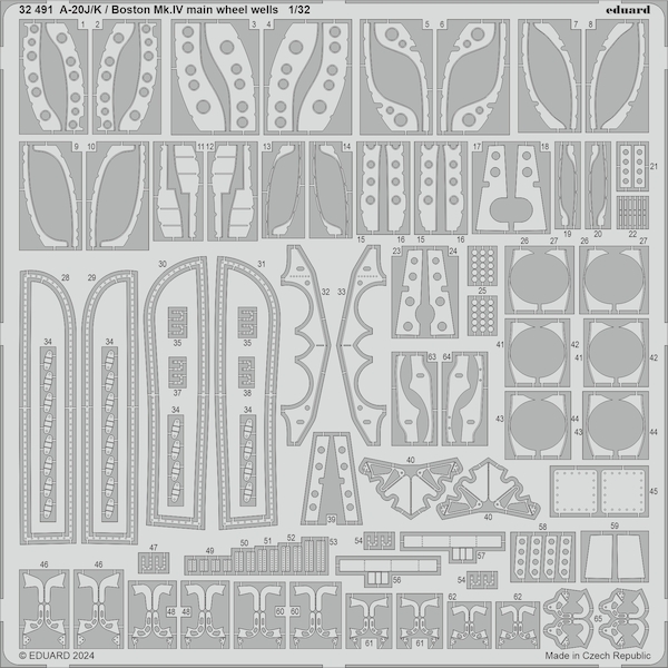 Detailset Douglas A20J/K Havoc Main Wheel Wells (Hong Kong Models) E32-491