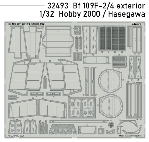 Detailset Messerschmitt Bf109F-2/4 Exterior (Hobby 2000, Hasegawa) E32-493