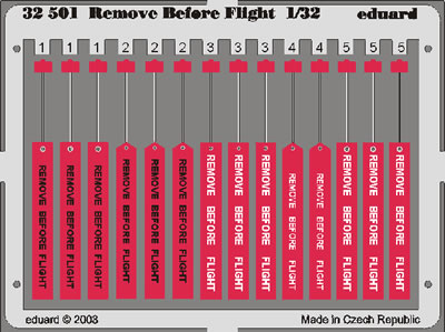 Remove before flight tags  E32-501