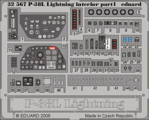 Detailset Lockheed P38L Lightning Interior (Trumpeter)  E32-567