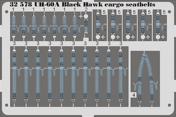 Detailset UH60A Blackhawk Cargo Seatbelts (Italeri /Academy) E32-578