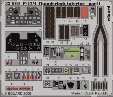 Self Adhesive Detailset P47M Thunderbolt Interior (Hasegawa)  E32-616