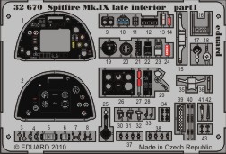 Detailset Supermarine Spitfire Mk.IX late interior self adhesive (Tamiya)  E32-670