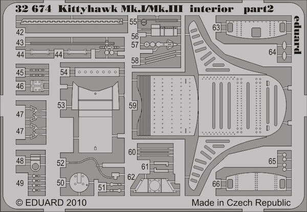 Detailset Curtiss P40E Kittyhawk MKI/MKIII Interior Self Adhesive (Hasegawa) E32-674