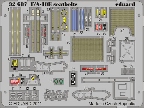 Detailset F/A18E Super Hornet Seatbelts (Trumpeter) E32-687
