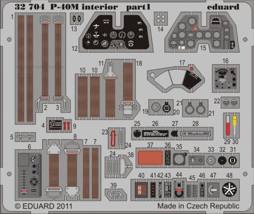 Detailset Curtiss P40M Interior Self Adhesive (Hasegawa)  E32-704