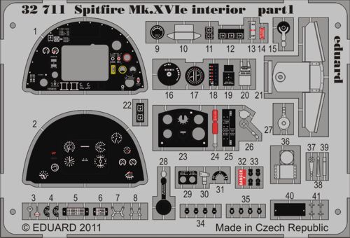 Detailset Spitfire MKXVIe Interior (Self Adhesive) (Tamiya)  E32-711