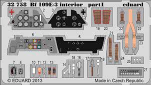 Detailset Messerschmitt BF109E-3 Interior  Self Adhesive (Cyber Hobby)  E32-758