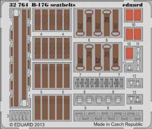 Detailset Boeing B17G Flying Fortress seatbelts (HK Models)  E32-764