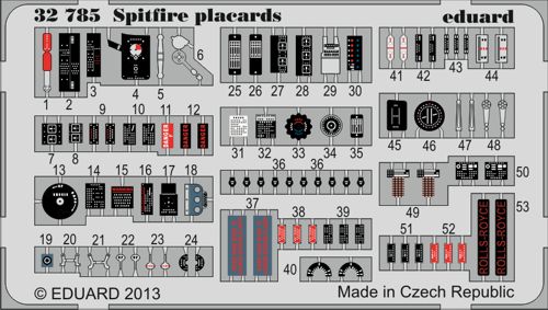 Detailset Spitfire Placards  E32-785