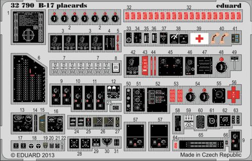 Detailset B17 Flying Fortress Placards (HK models)  E32-790