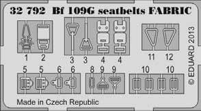 Detailset Messerschmitt BF109G Seatbelts (Fabric)  E32-792