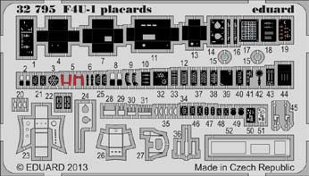 Detailset F4U Corsair Placards  E32-795
