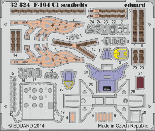 Detailset F104C Starfighter C1 Seat Seatbelts (Italeri)  E32-824