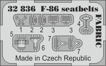 Detailset  F86D Sabredog  Seatbelts (Fabric) (Kitty Hawk)  E32-836