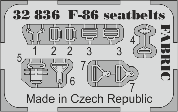 Detailset F86D Sabredog Seatbelts (Fabric) (Kitty Hawk) E32-836