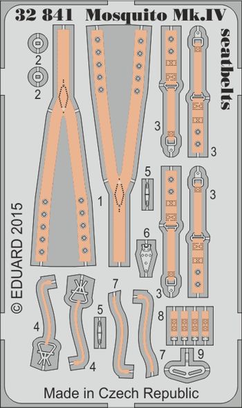 Detailset Mosquito MKIV Seatbelts (Hong Kong Models)  E32-841