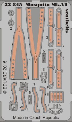 Detailset Mosquito MKVI Seatbelts (Tamiya)  E32-845