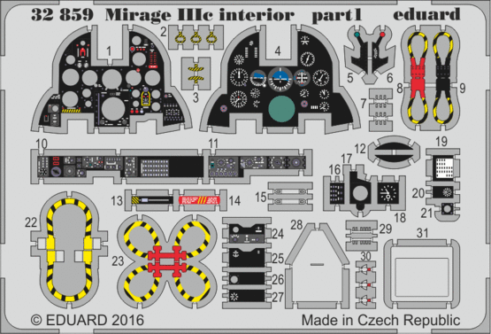 Detailset Mirage IIIC Interior (Italeri)  E32-859