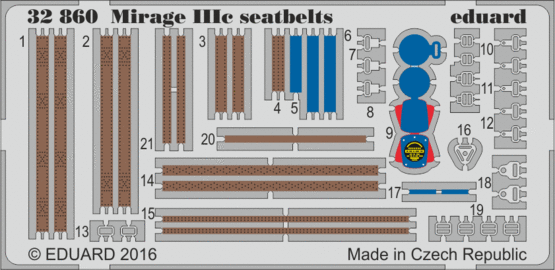 Detailset Mirage IIIC Seatbelts (Italeri)  E32-860