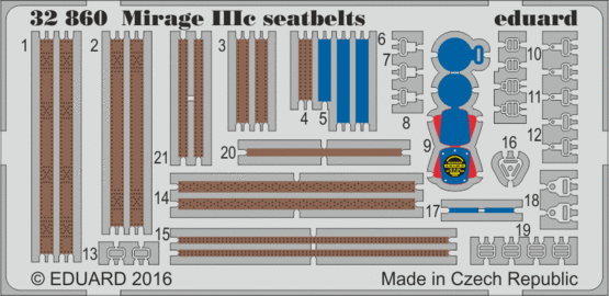 Detailset Mirage IIIC Seatbelts (Italeri) E32-860