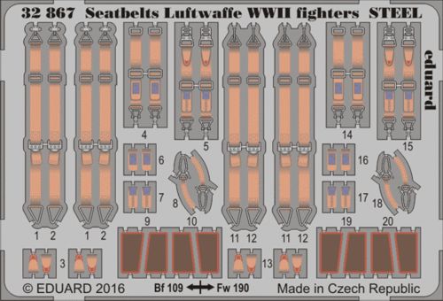 Detailset Luftwaffe WW2 fighter Seatbelts (steel)  E32-867