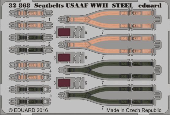 Detailset USAAF WW2 fighter Seatbelts (steel)  E32-868