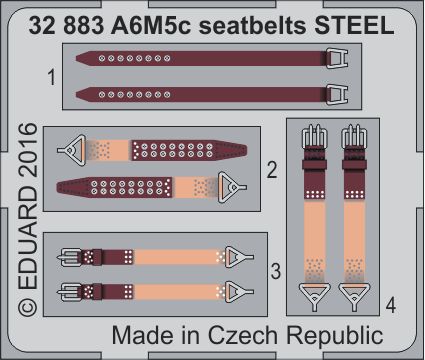 Detailset A6M5c Zero Seatbelts (Hasegawa)  E32-883
