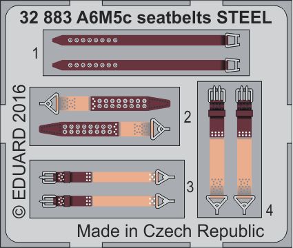 Detailset A6M5c Zero Seatbelts (Hasegawa) E32-883