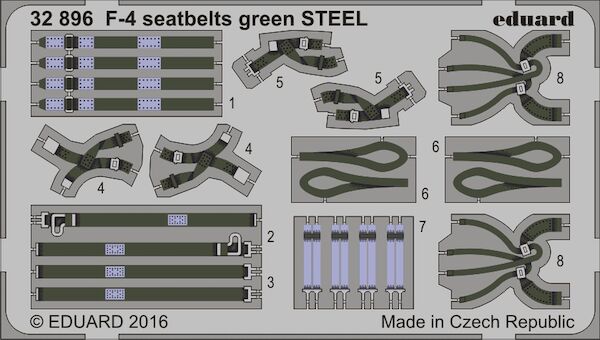 Detailset F4 Phantom Seatbelts Green -STEEL-  E32-896
