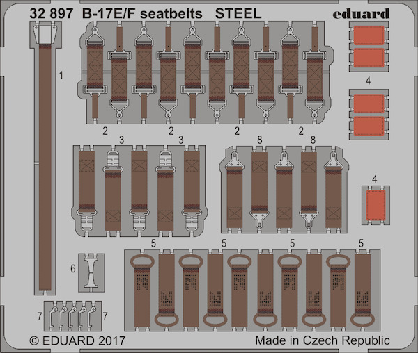 Detailset B17E/F flying Fortress Seatbelts -STEEL- (Hong Kong Models)  E32-897