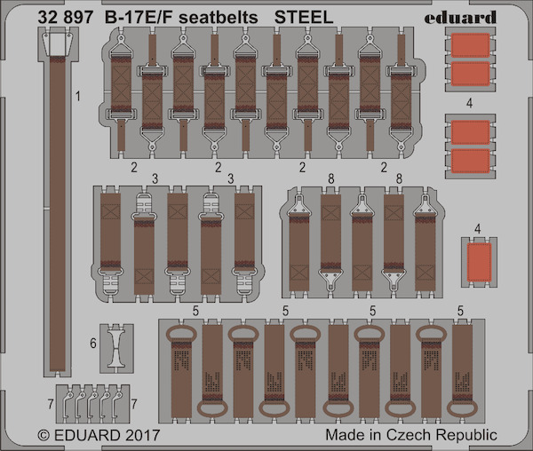 Detailset B17E/F flying Fortress Seatbelts -STEEL- (Hong Kong Models) E32-897
