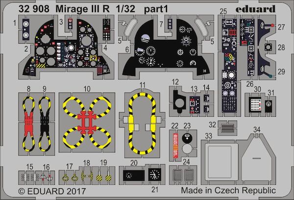 Detailset Mirage IIIR Interior (Italeri)  E32-908