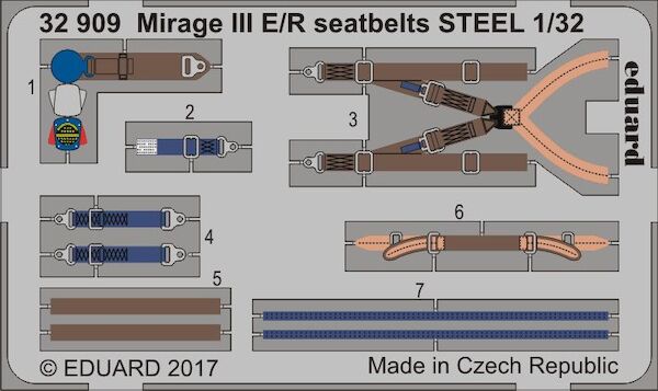 Detailset Mirage IIIE/R Seatbelts (Italeri)  E32-909
