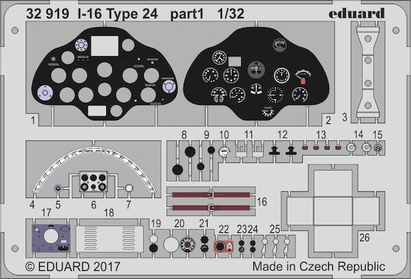 Detailset Polikarpov I16 Type 24 rata (ICM)  E32-919