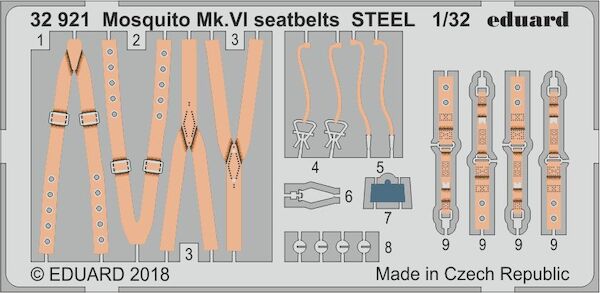 Detailset Mosquito MKVI Seatbelts -steel- (Tamiya) E32-921