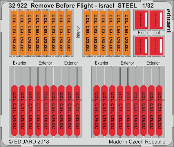 Remove before Flight tags; Israel -steel- E32-922