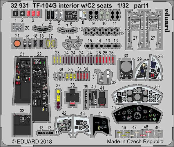 Detailset Lockheed TF104G Starfighter interior with C2 Seats (Italeri)  E32-931