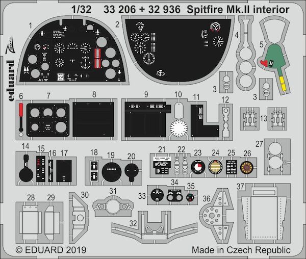 Detailset Spitfire MKII Interior (Revell)  E32-936