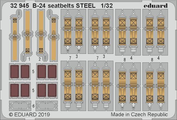 Detailset B24 Liberator Seatbelts - STEEL- (Hobby Boss)  E32-945