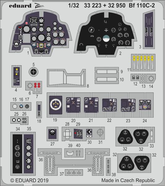 Detailset Messerschmitt BF110C-2 Interior (Revell, Dragon) E32-950