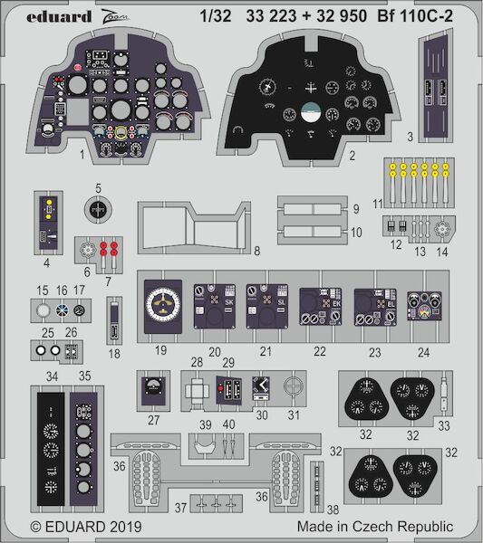 Detailset Messerschmitt BF110C-2 Interior (Revell, Dragon)  E32-950